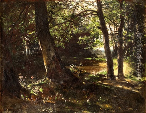 Waldlichtung Im Dars Oil Painting - Paul Franz Flickel