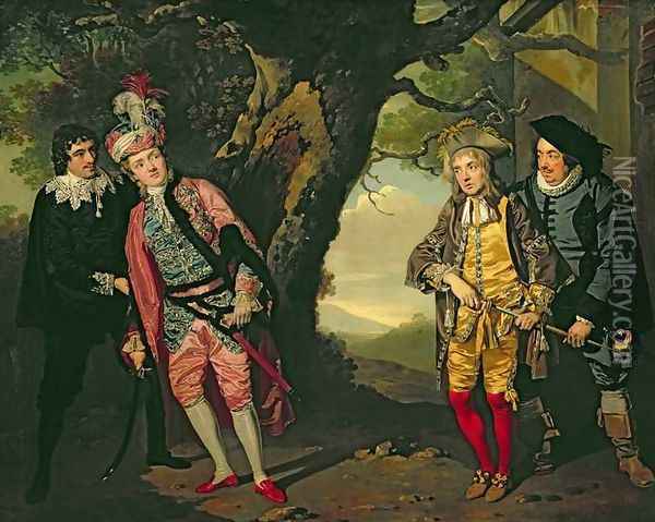 The Duel, from Act 3, scene 4 of Twelfth Night, 1771-72 Oil Painting - Francis Wheatley