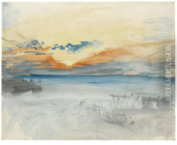 Sunset Over Water Oil Painting - Joseph Mallord William Turner