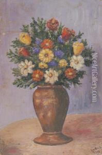 Vaza Sa Cvijecem Oil Painting - Anna Stainer-Knittel