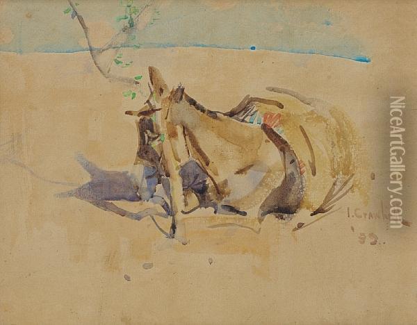 Donkey Resting Oil Painting - Joseph Ii Crawhall