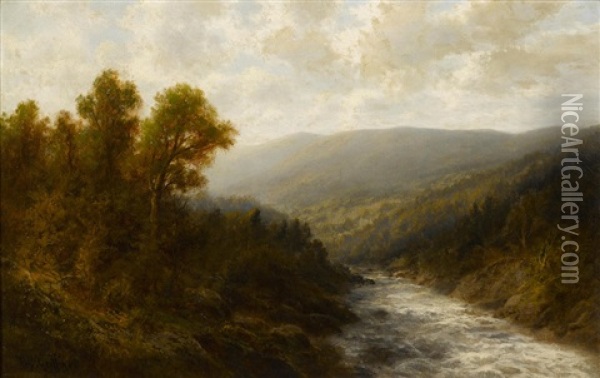 A Mountain Stream Oil Painting - Thomas Bailey Griffin