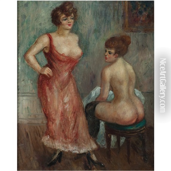 Two Cabaret Women Oil Painting - William Glackens