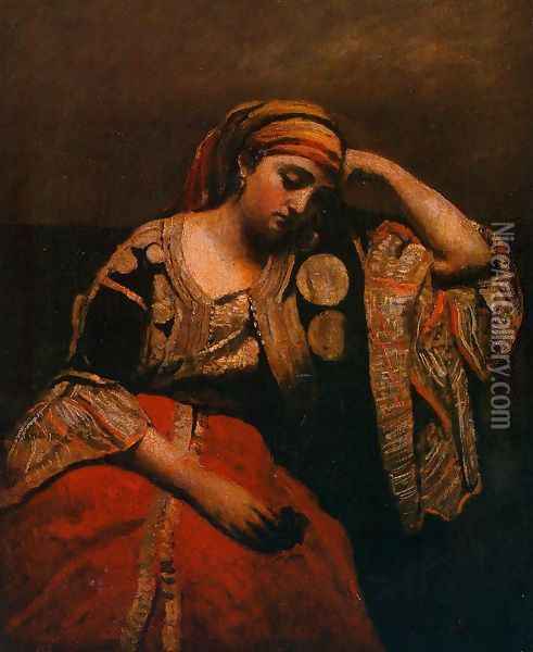 Italian Woman Oil Painting - Jean-Baptiste-Camille Corot