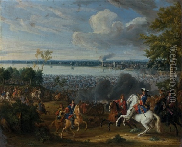 Le Passage Du Rhin, Le 12 Juin 1672 Oil Painting - Pierre Denis Martin