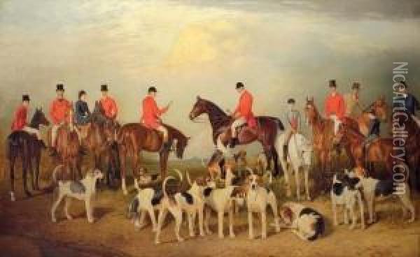 The Burton Hunt, With Lincoln Cathedral In The Distance Oil Painting - Arthur Louis Townshend