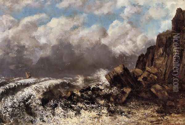Seascape at Etretat Oil Painting - Gustave Courbet