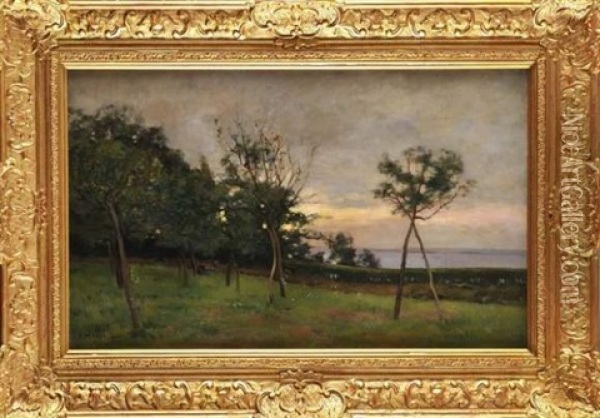 Verger Normand En Bord De Mer Oil Painting - Pierre Emmanuel Eugene Damoye
