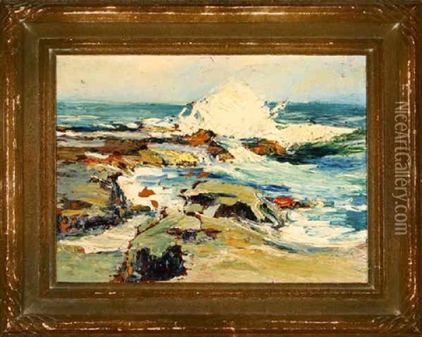 Crashing Waves On Rocks Oil Painting - Anna Althea Hills