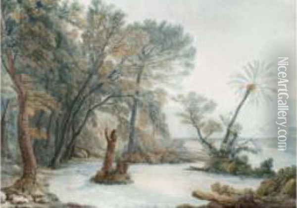 Vue De La Campagne Romaine Oil Painting - Abraham Louis R. Ducros