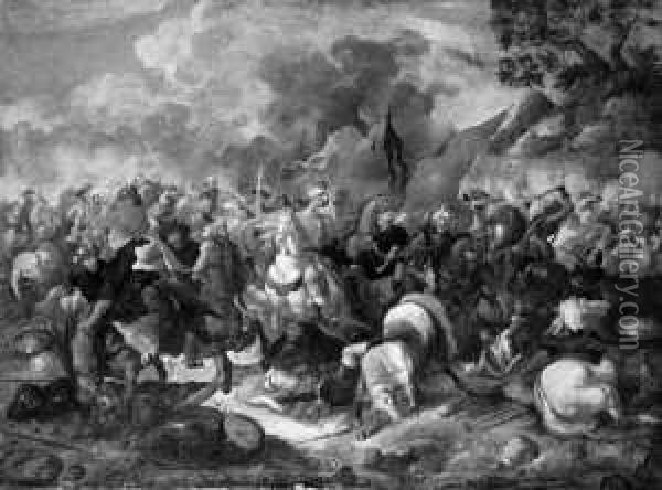 Zwei Reitergefechte Zwischen Christen Und Osmanen. Oil Painting - Joseph van Bredael