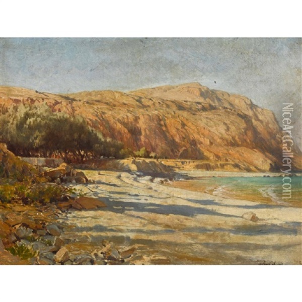 Sudliche Kustenlandschaft Oil Painting - Jean-Baptiste-Arthur Calame