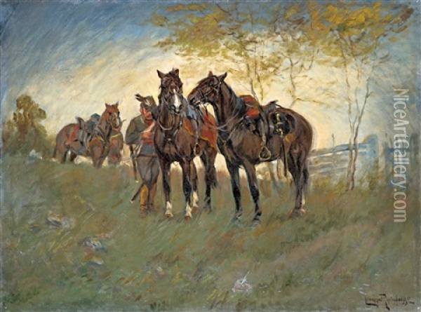 Resting Hussars Oil Painting - Ede Lengyel-Reinfuss