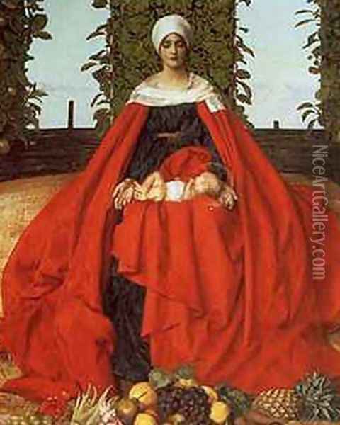 Our Lady of the Fruits of the Earth Oil Painting - Frank Cadogan Cowper