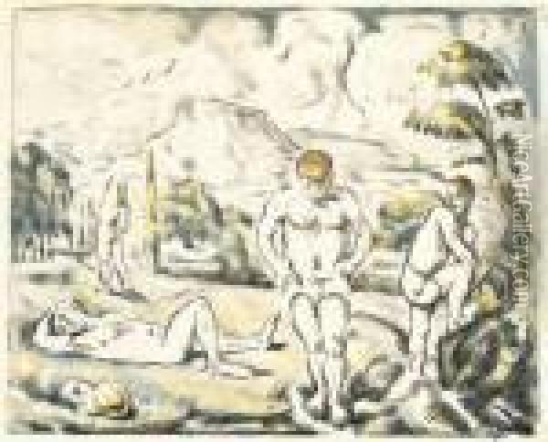 Czanne
Les Baigneurs, Grande Planche Oil Painting - Paul Cezanne
