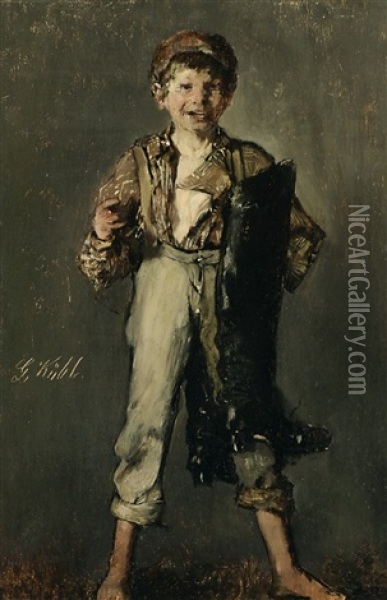 Lachender Schusterjunge Mit Zigarre Oil Painting - Gotthardt Johann Kuehl