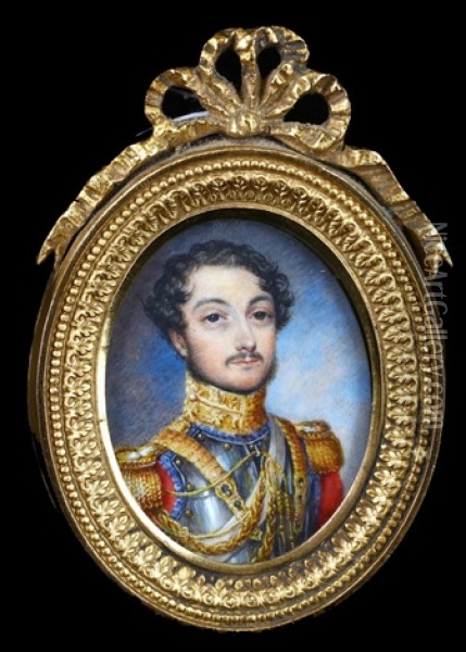 Portrait Of A Gentleman In High Ranking Uniform, Possibly Prince Albert Of Saxe-coberg And Gotha, The Prince Consort Oil Painting - James Warren Childe