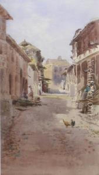 A Street Scene, Islamabad Oil Painting - George Charles Haite