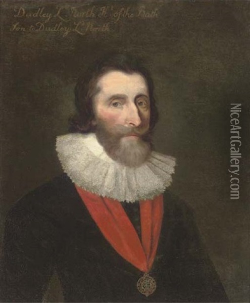 Portrait Of Dudley, 4th Baron North, Quarter-length, Wearing The Sash Of The Order Of Bath Oil Painting - Daniel Mytens the Elder