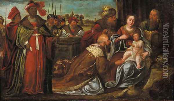 The Adoration of the Magi Oil Painting - Kasper or Gaspar van den Hoecke