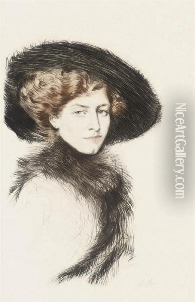Portrait Of A Lady, Possibly Madame Letellier Oil Painting - Paul Cesar Helleu