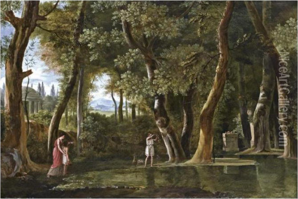Paysage Arcadien Avec Un Jeune Couple Oil Painting - Pierre-Henri de Valenciennes