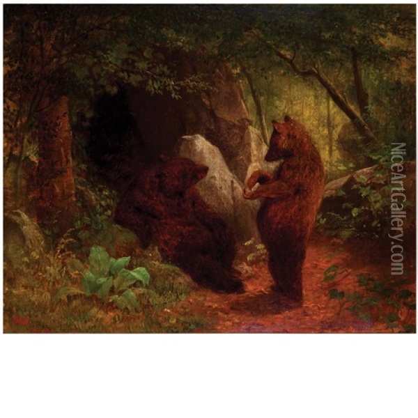 The Bear Discussion Oil Painting - William Holbrook Beard