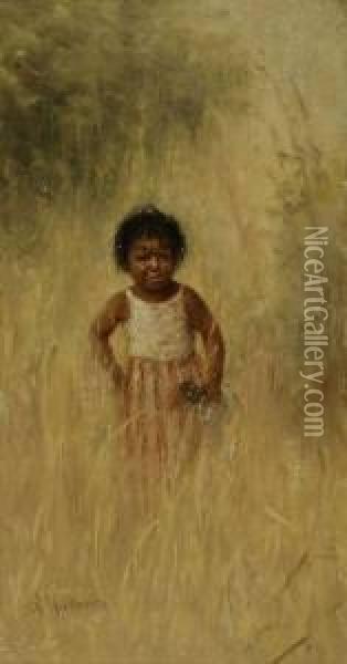 Indian Girl With Kachina Oil Painting - Grace Carpenter Hudson