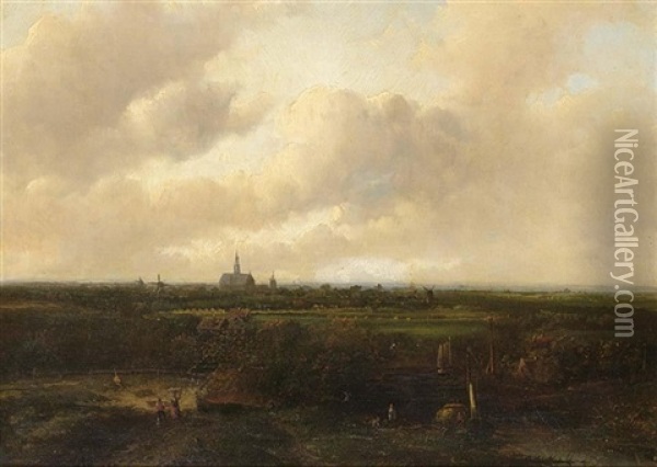 A Panoramic View Of Haarlem Oil Painting - Jan Evert Morel the Younger