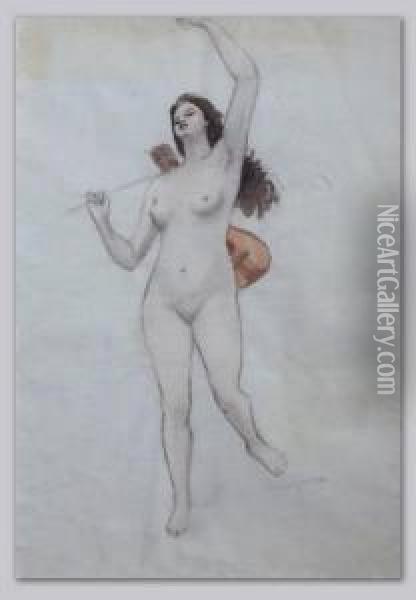 Jeune-femme A La Guitare Oil Painting - Felicien Rops