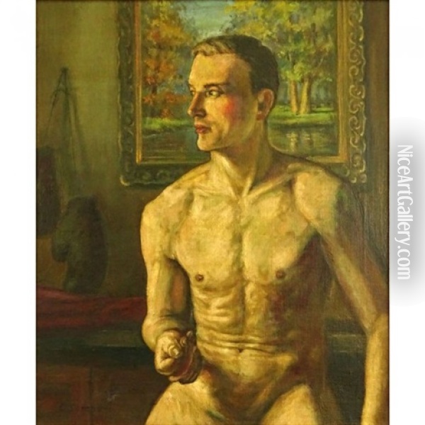 The Boxer Oil Painting - Konstantin Andreevich Somov