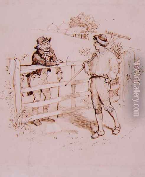 The Shepherd, illustration from 'Lancashire Sketches', 1881 Oil Painting - Randolph Caldecott