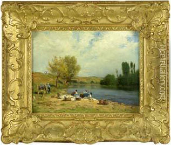 Les Lavandieres Oil Painting - Adolphe Guillon