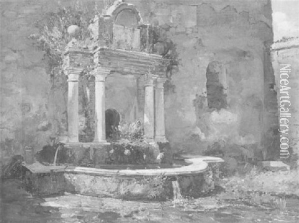 Antica Fontana Medioevale Oil Painting - Vincenzo Loria