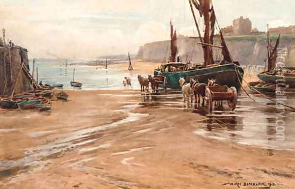 Unloading the barges, Broadstairs, Kent Oil Painting - William Kay Blacklock