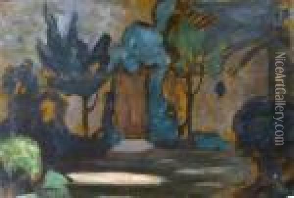 Porte Au Fond Du Jardin Sombre Oil Painting - Alfred Lesbros