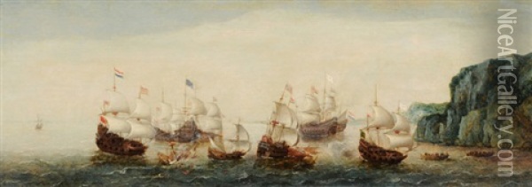 Seeschlacht Vor Der Kuste Oil Painting - Cornelis Verbeeck