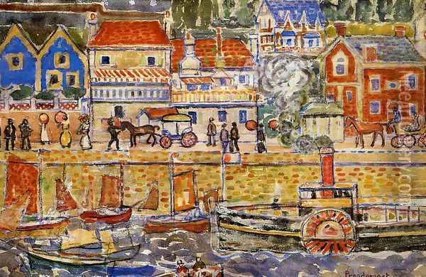 Boat Landing Dinnard Oil Painting - Maurice Brazil Prendergast