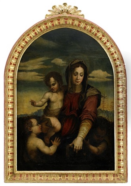 Madonna Med Barnet Och Johannes Doparen Oil Painting - Andrea Del Sarto
