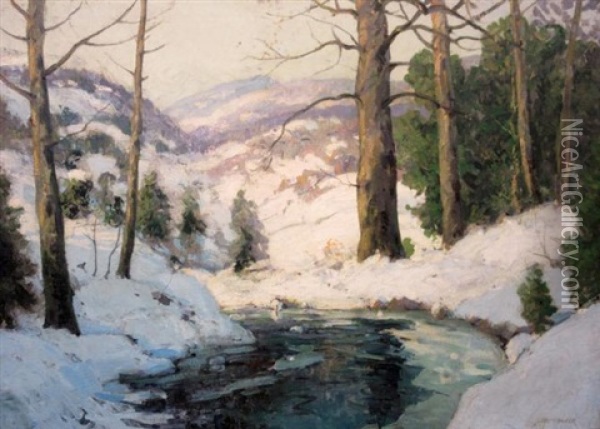 White Mountain Scene With Brook Oil Painting - Walter Koeniger