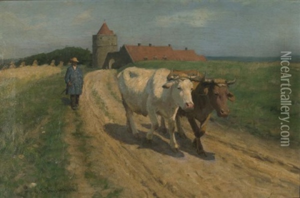 Oxen Oil Painting - Gaylord Sangston Truesdell
