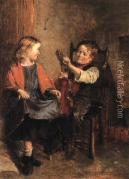 Tuning The Violin Oil Painting - William Hemsley