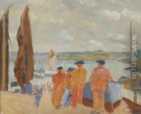 Port De Douarnenez Oil Painting - Paul Morchain