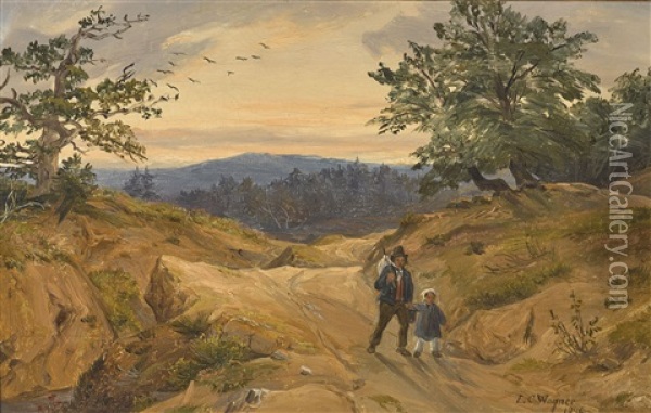 Rhonlandschaft Oil Painting - Ludwig Christian Wagner