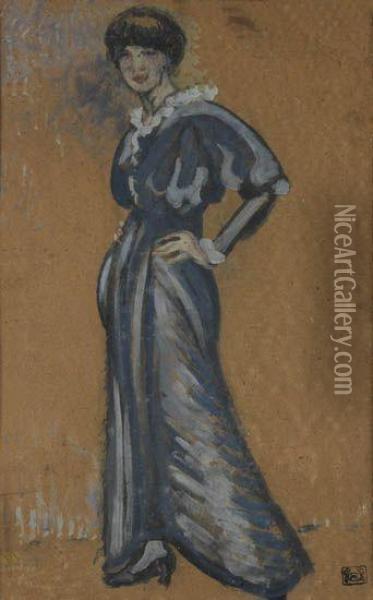 La Robe Bleu Oil Painting - Jean Emile Laboureur