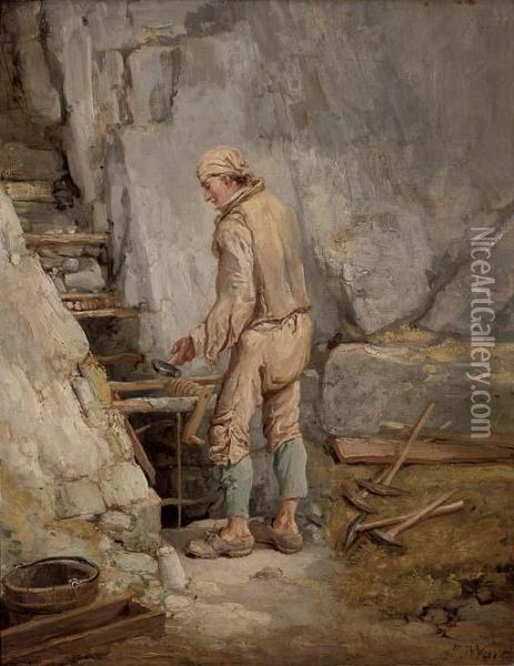 The Miner Oil Painting - James Ward