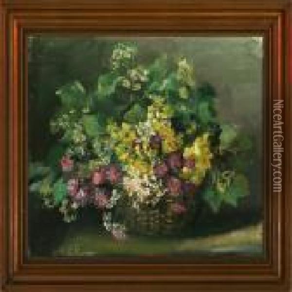 Flowers In A Basket Oil Painting - Emmy Marie Caroline Thornam