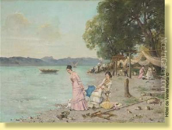 Bord Du Lac De Geneve A Belle-rive Oil Painting - Henri Dutzschold