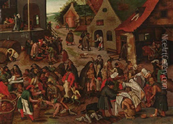 Die Sieben Werke Der Barmherzigkeit Oil Painting - Pieter Brueghel the Younger