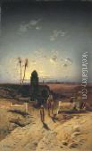 Twilight In The Desert Oil Painting - Hermann David Salomon Corrodi